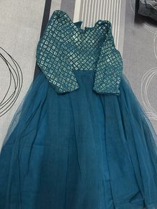 Teal Sequin Gown party wear for kids