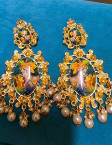Exquisite Radha Krishna Dangle Earrings