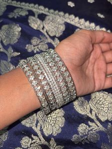 Sparkling Silver Bangle ring earring combo