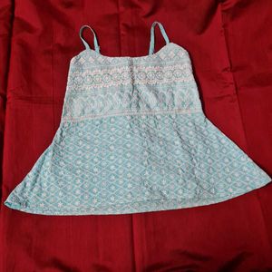 Boho Blue Peplum Tank Top