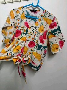Floral Tie-Front Blouse