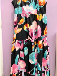 Black Floral Tiered Maxi Dress