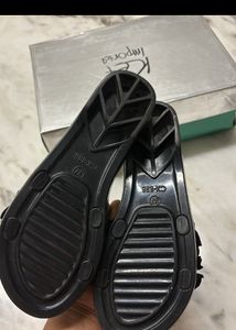 Franco Banetti Black Floral Slide Sandals