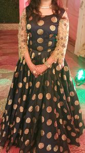 dark blue reseption gown