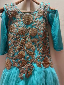 Stunning Teal Embellished Ethnic Gown