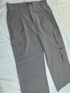 Stylish Grey Cargo Wide-Leg Pants