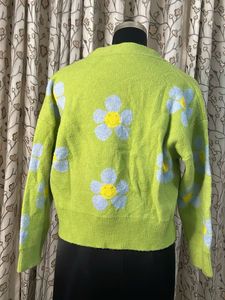 Lime Green Floral Cardigan