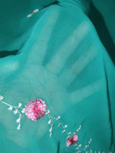 Embroidered Teal Green Scarf