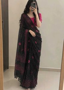 Bandhni Black Saree