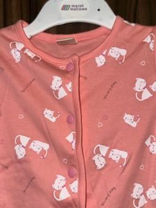 Cute Pink Baby Romper with Cat Print