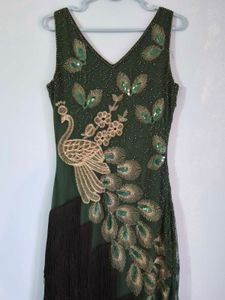 Sparkling Peacock Flapper Dress