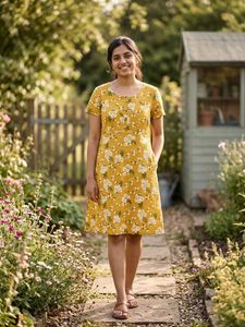 Floral Yellow A-line Summer Dress