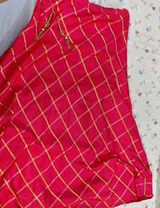 Vibrant Pink skirt with Gold Check