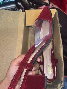 Burgundy Velvet transparent Heels