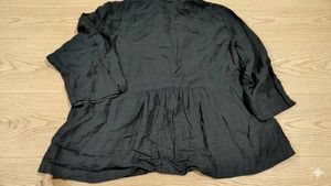 New Black Linen Button-Up Shirt