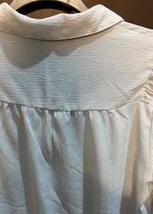 Elegant White Textured Button-Up Shirt