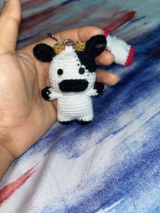 Crochet Handmade Amigurumi Cow Keychain
