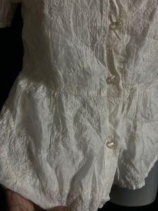 White Textured Peplum Blouse