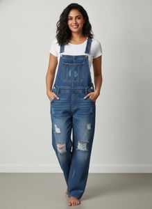 Distressed Denim Dangri Overalls