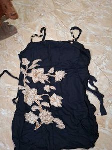 Black Floral Print Spaghetti Strap Dress