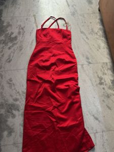 Elegant Red Spaghetti Strap Maxi Dress