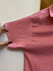 Coral Pink Collared T-Shirt