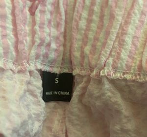 Cute Pink Striped Pajama Set with bows (S)