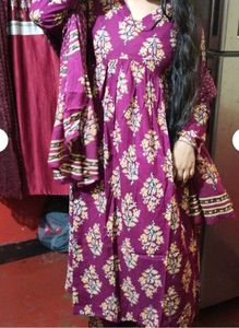 Elegant Purple Printed Kurta Set