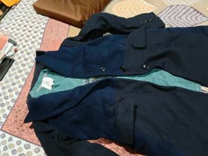 Navy Blue Textured winter coat and sweater free