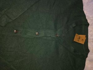 Dark Green V-Neck Button Cardigan