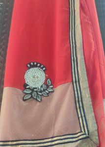 Embroidered Red Saree