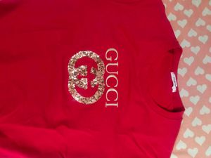Red Gucci Sequin Logo T-Shirt