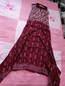 Maroon Printed Dress
