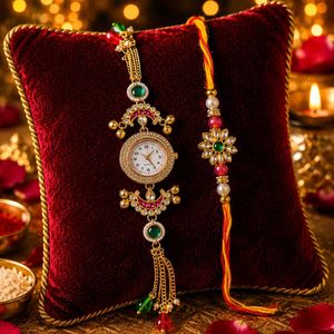 Kashmiri Watch + Rakhi Combo