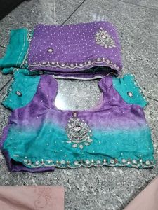 double side. saree with 2 colour  purple, see gree