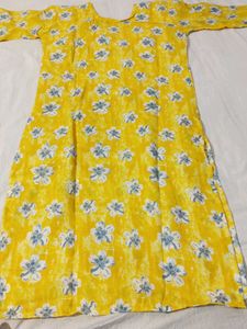 Vibrant Yellow Floral Print Kurta