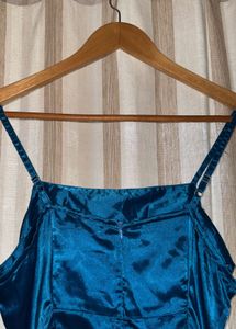 Stunning Teal Ruched Satin Dress