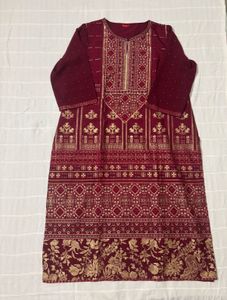 🆕W Maroon Kurta with Stunning Sleeves