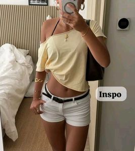 Chic Cream Denim Shorts
