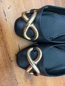 Steve Madden Black Flats with Gold Detail