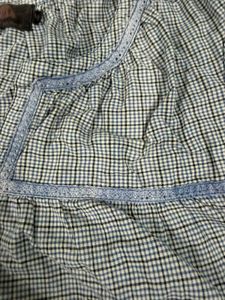 Embroidered Black &amp; White Checkered Kurta