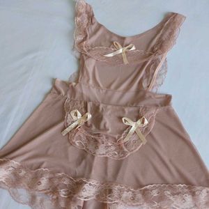 cute Lace-Trimmed Sheer Maid Apron Lingerie S