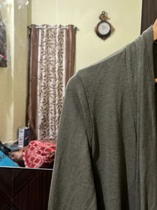 Olive Green Open Front Cardigan