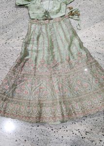 Elegant Sage Green Lehenga