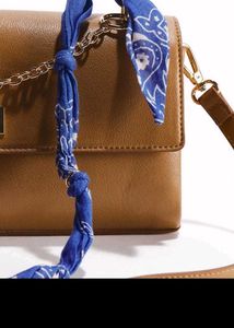 Chic Brown Shoulder Bag with Scarf Accent