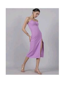 Lilac Midi Dress with Slit