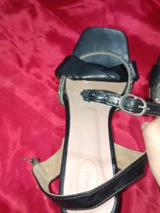 Stylish Black Heels with Embellished Straps