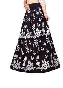 Elegant Black Floral Lehenga Skirt