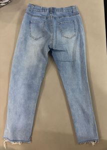 Light Wash Distressed Hem Jeans