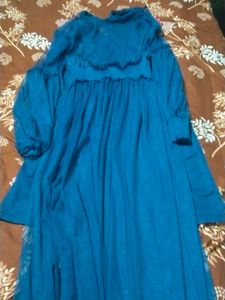 Teal Embroidered Tulle Gown